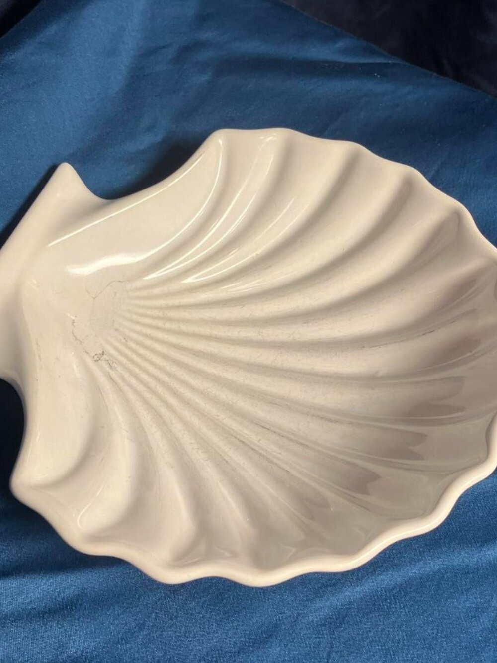 vtg made in Japan ceramic white seashell dish